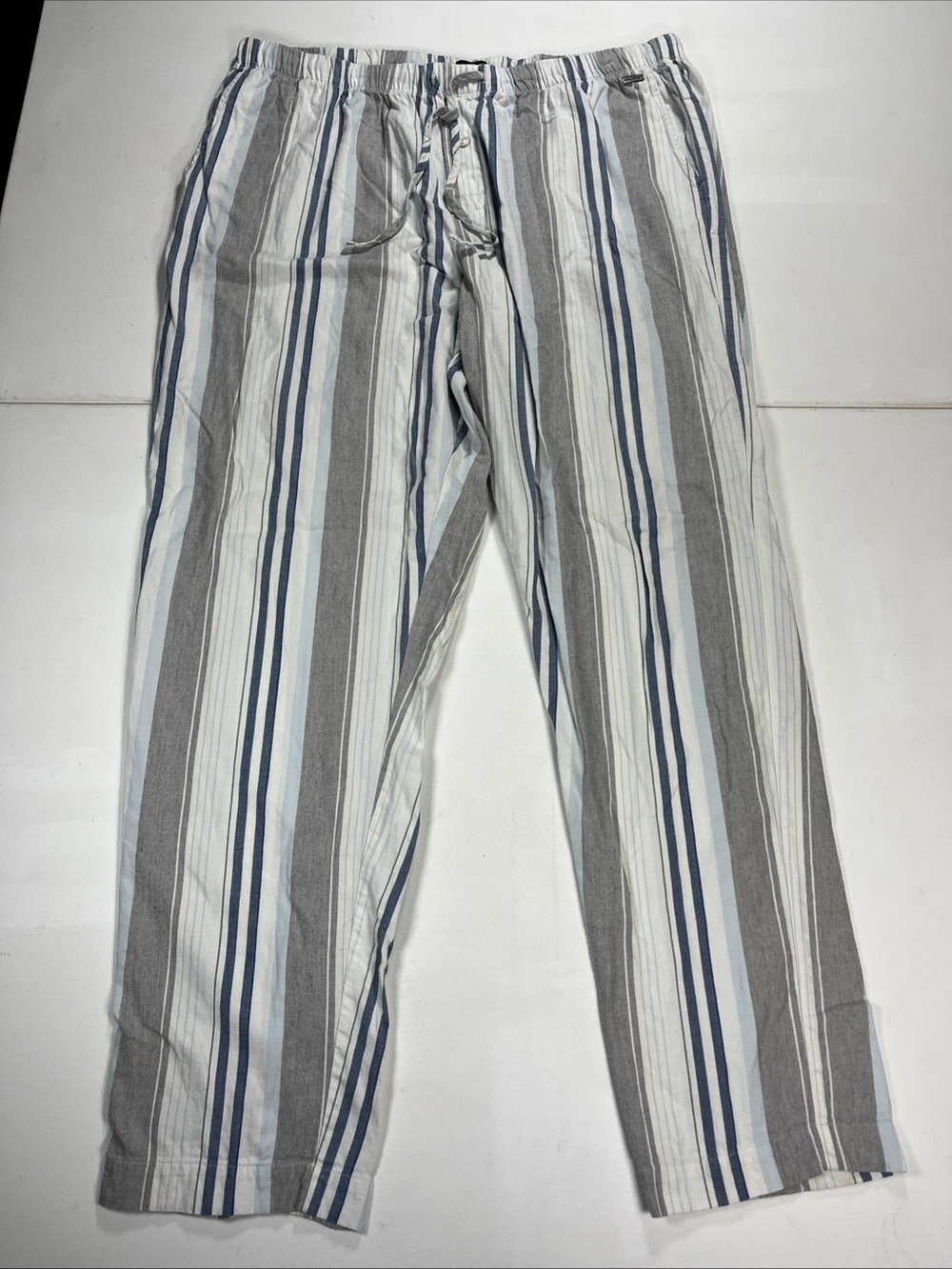 Hanro Women's Pajama Pants Sleep Lounge Striped Drawstring Cotton Size XXL